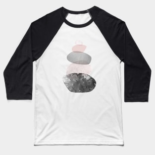 Pink and Grey Balancing Stones Baseball T-Shirt